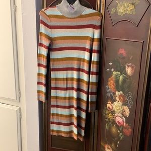 American Eagle striped mock necked knit dress